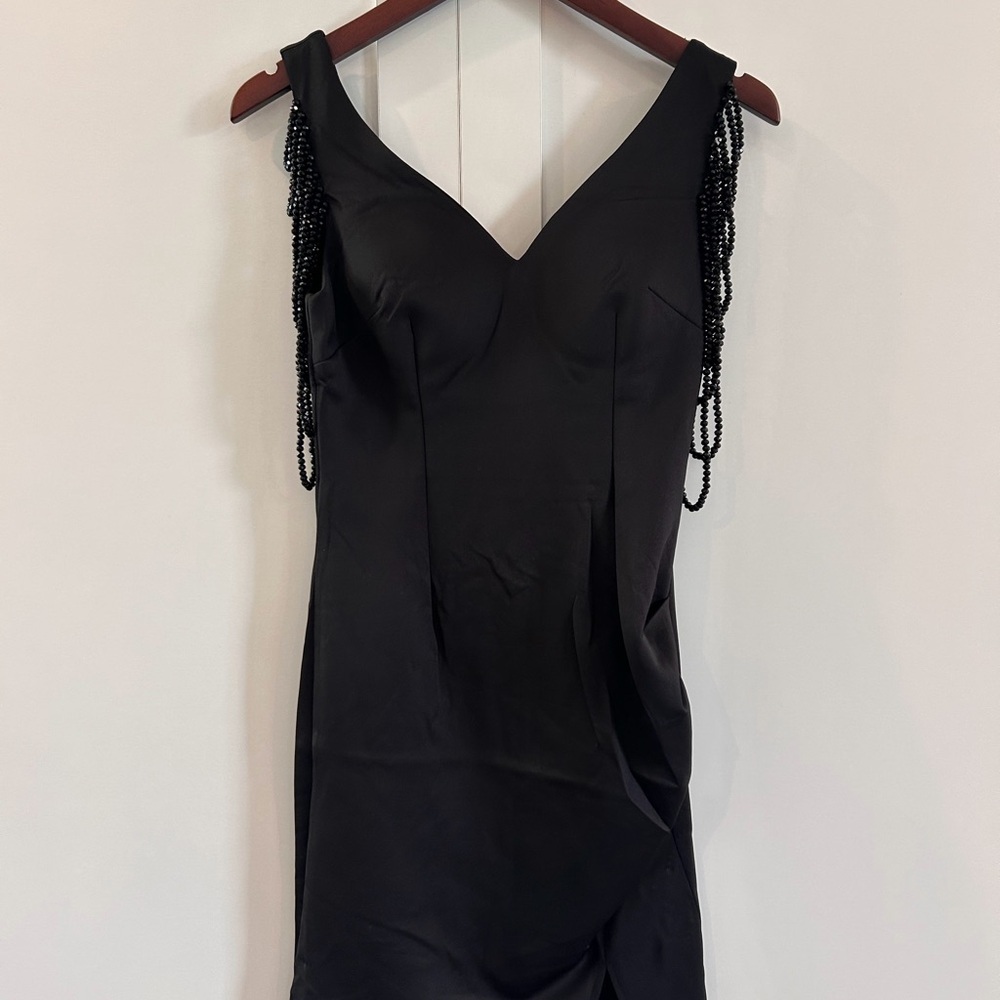 (2) N - Chicwish Black Dress with Beaded Detail